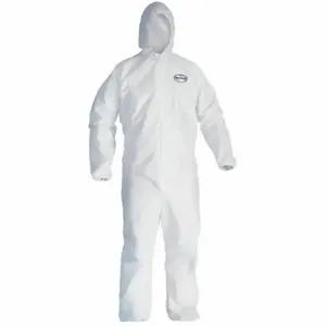 KIMBERLY-CLARK 46112 Hooded Disposable Coveralls, S mmMS, Heavy Duty, Serged Seam, White, 25 PK | CR6QHA 4WYA6