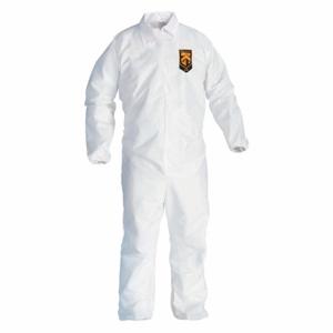 KIMBERLY-CLARK 49105 Collared Disposable Coverall, S mmMS, Medium Duty, Serged Seam, White, KleenGuard A20 | CR6QEC 4WYD9
