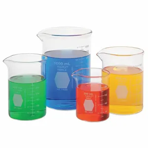 KIMBLE CHASE 14085-01 Heavy Duty Beaker Set, Glass, 8.45, 13.53, 20.29 And 33.81 oz. Capacity | CJ2KWM 26CV87