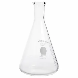 KIMBLE CHASE 27050-2000 Erlenmeyer Flask, 2000 mL Capacity, Borosilicate Glass, 600 to 2000mL Graduation | CJ2CRN 52NE46