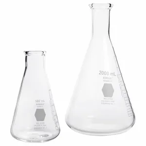 KIMBLE CHASE 27050-4000 Erlenmeyer Flask, 4000 mL Capacity, Borosilicate Glass, 1000 to 4000mL Graduation | CJ2CRM 52NF46