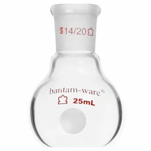 KIMBLE CHASE 294000-0025 Round Bottom Flask, 25ml Capacity, Borosilicate Glass, Stopper | CJ3FJG 52NF49