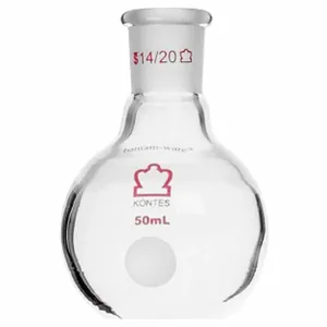 KIMBLE CHASE 294000-0050 Round Bottom Flask, 50ml Capacity, Borosilicate Glass, Stopper, Round Bottom | CJ3FHR 52NF40