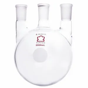 KIMBLE CHASE 606000-1824 Triple Neck Round Bottom Distilling Flask, 2000ml Capacity, Borosilicate Glass | CJ3QXT 52NG72