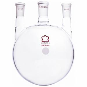 KIMBLE CHASE 606000-2224 Triple Neck Round Bottom Distilling Flask, 3000ml Capacity, Borosilicate Glass | CJ3QXH 52NH96