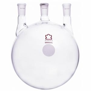 KIMBLE CHASE 606000-2624 Triple Neck Round Bottom Distilling Flask, 5000ml Capacity, Borosilicate Glass | CJ3QXQ 52NH45