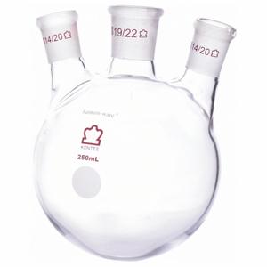 KIMBLE CHASE 606020-0624 Angled Triple Neck Round Bottom Flask, 250 mL Capacity, Borosilicate Glass, Stopper | CH9PJJ 52NF73