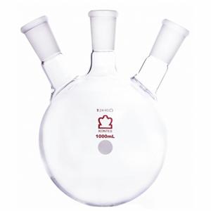 KIMBLE CHASE 606020-1424 Angled Triple Neck Round Bottom Flask, 1000 mL Capacity, Borosilicate Glass | CH9PJK 52NG43