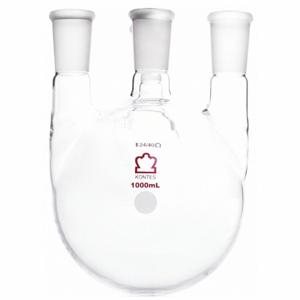 KIMBLE CHASE 607000-0824 Four Neck Round Bottom Flask, 1000 mL Capacity, Borosilicate Glass, Stopper | CJ2FWN 52NJ33