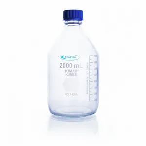 KIMBLE CHASE KC14395-2000 Media Bottle, Type I Borosilicate Glass, F217/PTFE, 2L, 4Pk | CJ2UMC 52NK43