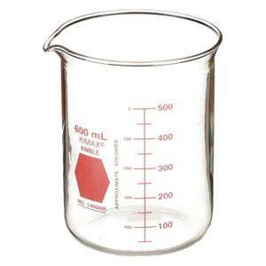 KIMBLE KIMAX 14000R-600 Griffin-Becherglas, Glas, 20.29 oz Laborbedarfskapazität, Englisch, wiederverwendbar, niedrige Form, 6 PK | CR6QJN 26CV71