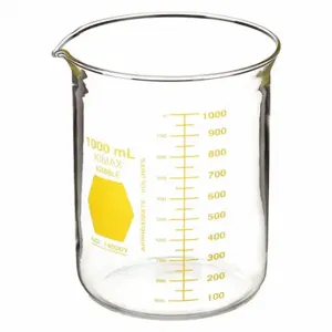 KIMBLE KIMAX 14000Y-1000 Griffin Beaker, Glass, 33.81 oz Labware Capacity English, Reusable, Low Form, 6 PK | CR6QJR 26CV73