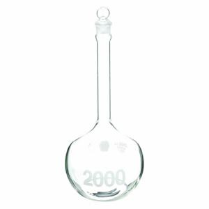 KIMBLE KIMAX 92812G-2000 Volumetric Flask, 2000 mL Labware Capacity - Metric, Borosilicate Glass, Includes Closure | CR6QTF 9UMY8