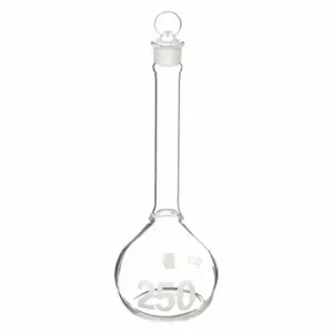 KIMBLE KIMAX 92812G-250 Volumetric Flask, 250 mL Labware Capacity - Metric, Borosilicate Glass, Includes Closure | CR6QTT 8XG02