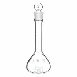 KIMBLE KIMAX 92812G-50 Volumetric Flask, 50 mL Labware Capacity - Metric, Borosilicate Glass, Includes Closure | CR6QUD 8ZNR0