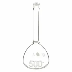 KIMBLE KIMAX 92812N-500 Volumetric Flask, 500 mL Labware Capacity - Metric, Borosilicate Glass, Includes Closure | CR6QUE 8R095