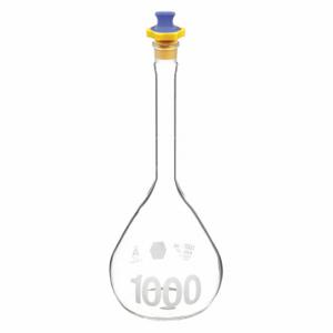 KIMBLE KIMAX 92812P-1000 Volumetric Flask, 1000 mL Labware Capacity - Metric, Borosilicate Glass, Includes Closure | CR6QRT 8YR35