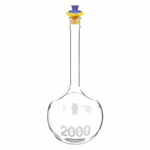 KIMBLE KIMAX 92812P-2000 Volumetric Flask, 2000 mL Labware Capacity - Metric, Borosilicate Glass, Includes Closure | CR6QTD 9LPC4