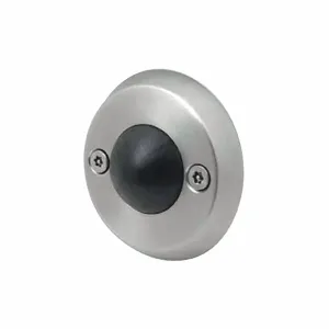 KINGSWAY GROUP KG182 Door Stop, 2-9/16 Inch Base Diameter, Wall Mount, Rubber, Stainless Steel | CF2JRE 54XY72