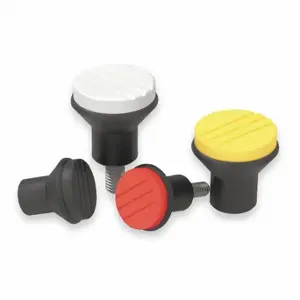 KIPP K0251.06 Hand Knob, Mushroom, with Threaded Inserts Mounting, M6 Thread Size, Steel/Thermoplastic | CR7APZ 3DEE2