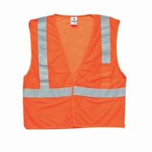 KISHIGO 1084-6X High Visibility Vest, ANSI Class 2, U, 6XL, Orange, Mesh Polyester, Hook-and-Loop, Single | CR7ECQ 9KZ86