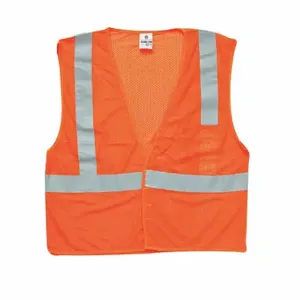 KISHIGO 1084-6X High Visibility Vest, ANSI Class 2, U, 6XL, Orange, Mesh Polyester, Hook-and-Loop, Single | CR7ECQ 9KZ86