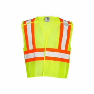 KISHIGO 1174-S High Visibility Vest, ANSI Class 2, U, S, Lime, Mesh Polyester, Hook-and-Loop, Contrasting | CR7ECZ 493Z19