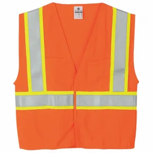 KISHIGO F307/XL High Visibility Vest, ANSI Class 2, U, XL, Orange, Solid Modacrylic, Hook-and-Loop, Single | CR7EDR 9RCK5