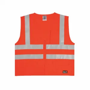 KISHIGO GF182NZ-2X High Visibility Vest, ANSI Class 2, U, 2XL, Orange, Modacrylic, Zipper, 15.5 cal/sq cm | CR7EBY 56HH75