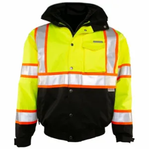 KISHIGO JS119-XL Jacket, U, ANSI Class 3, XL, Black/Green, Zipper with Storm Flap, 2 Pockets, Jacket | CR7EFA 30Y979