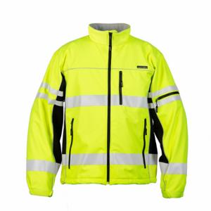 KISHIGO JS137-XL Jacket, Horizontal, ANSI Class 3, XL, Lime, Zipper, 4 Pockets, Soft Shell Jacket Jacket | CR7EEP 55ER84