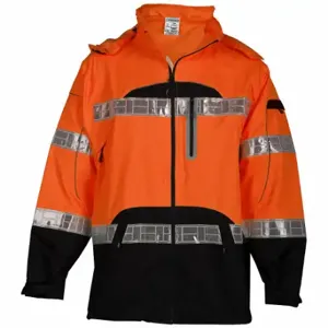 KISHIGO RWJ107-L-XL Rain Jacket, Reflective Piping, Horizontal, L/Xl, Orange, Zipper, 4 Pockets, Jacket | CR7EFU 14F482