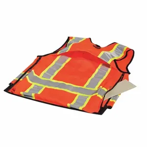 KISHIGO S1001/4X High Visibility Vest, ANSI Class 2, U, 4XL, Orange, Polyester, Snaps | CR7ECJ 8RUR9