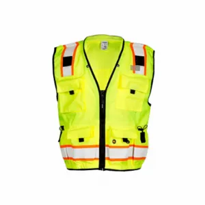 KISHIGO S5000-L High Visibility Vest, ANSI Class 2, U, L, Lime, Solid Front/Mesh Back Polyester, Zipper | CR7ECT 257NY9