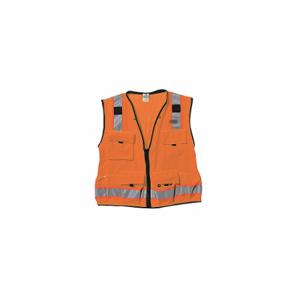 KISHIGO S5001-L High Visibility Vest, ANSI Class 2, U, L, Orange, Solid Front/Mesh Back Polyester, Zipper | CR7ECV 9XRM4