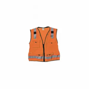 KISHIGO S5001-L High Visibility Vest, ANSI Class 2, U, L, Orange, Solid Front/Mesh Back Polyester, Zipper | CR7ECV 9XRM4