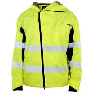 KISHIGO WB102-2X Horizontal, ANSI Class 3, 2XL, Lime, Zipper, 2 Pockets, Jacket Jacket, Attached Hood | CR7EEB 793R85