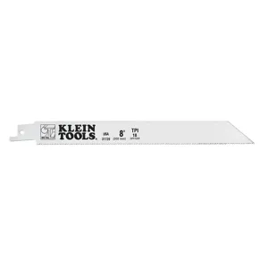 KLEIN TOOLS 31739 Reciprocating Saw Blades, 18 TPI, 8 Inch Size, 5 Pack | CE4WZX 69106-5