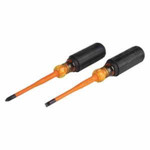 KLEIN TOOLS 33732INS Screwdriver Set, Insulated, Slim Tip, Phillips and Cabinet Tip, 2 Piece | CE4XKY 32810-7