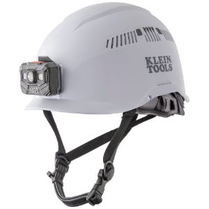 KLEIN TOOLS 60150 Safety Helmet, Vented, Class C, With Headlamp, 6.5 To 8 Size, ABS, White | CF3QRR 60150-7