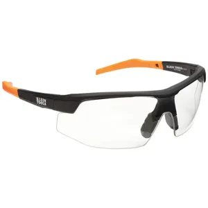 KLEIN TOOLS 60159 Safety Glass, Semi Frame, Clear Lens, Polycarbonate Lens, Black/Orange | CF3QRT 60159-0