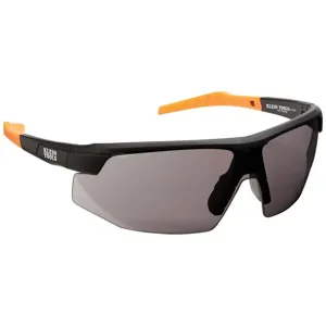 KLEIN TOOLS 60160 Safety Glass, Semi Frame, Gray Lens, Polycarbonate Lens, Black/Orange | CF3QRU 60160-6