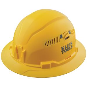 KLEIN TOOLS 60262 Hard Hat, Vented, Full Brim, Class C, 6.5 To 8 Size, ABS, Yellow | CF3QTZ 60262-7