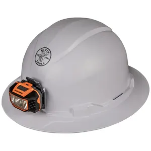 KLEIN TOOLS 60406 Hard Hat, Non Vented, Full Brim Style, With Headlamp | CE4XCH