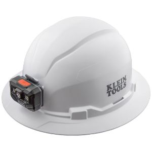 KLEIN TOOLS 60406RL Hard Hat, Non Vented, Full Brim, Rechargeable Headlamp, 6.5 To 8 Size, White | CF3QUR 60427-0