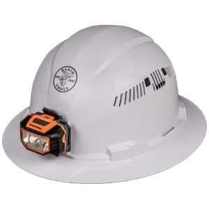 KLEIN TOOLS 60407 Hard Hat, Vented, Full Brim Style, With Headlamp | CE4XCJ 60084-5