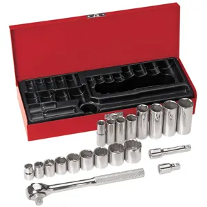 KLEIN TOOLS 65508 Drive Socket Wrench Kit, Socket 3/8 Inch, 20 Pack | CE4YZN 65508-1