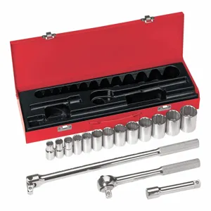 KLEIN TOOLS 65512 Socket Wrench Set, 1/2 Inch Drive Size, 16 Piece | AD2ARJ 3LZU3 / 65512-8