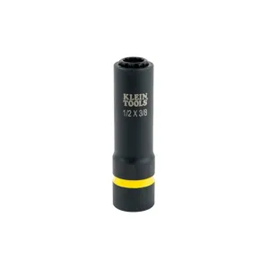 KLEIN TOOLS 66011 Impact Socket, 12 Point, 1/2 x 3/8 Inch Socket Size, Steel | CF3QWF 65053-6