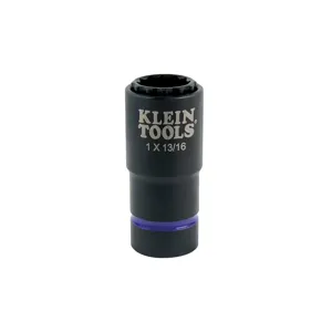 KLEIN TOOLS 66015 Impact Socket, 12 Point, 1 x 13/16 Inch Socket Size, Steel | CF3QWJ 38208-6